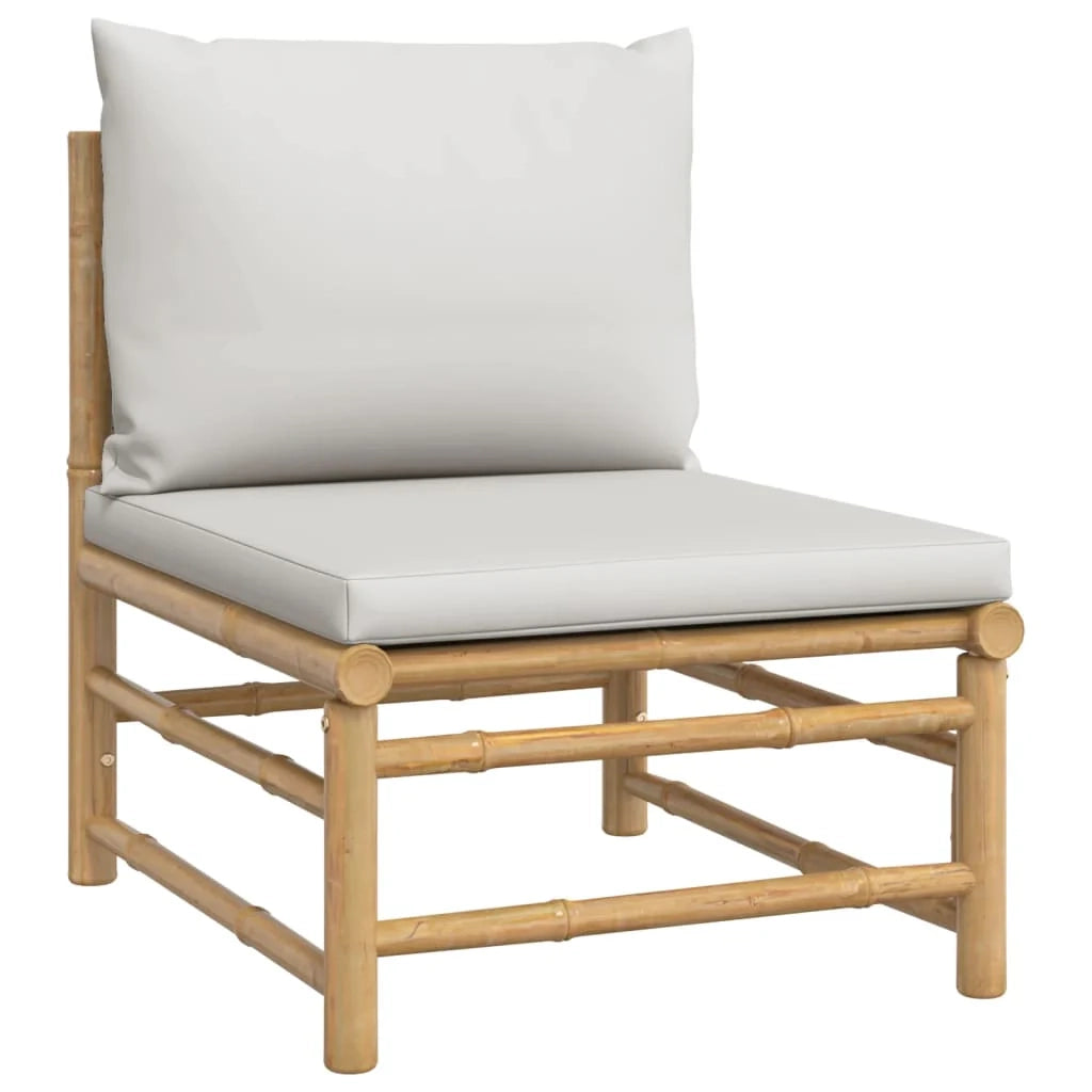 Set di mobili da giardino per esterni 5 pezzi con cuscini in bambù grigio chiaro 02_0016384
