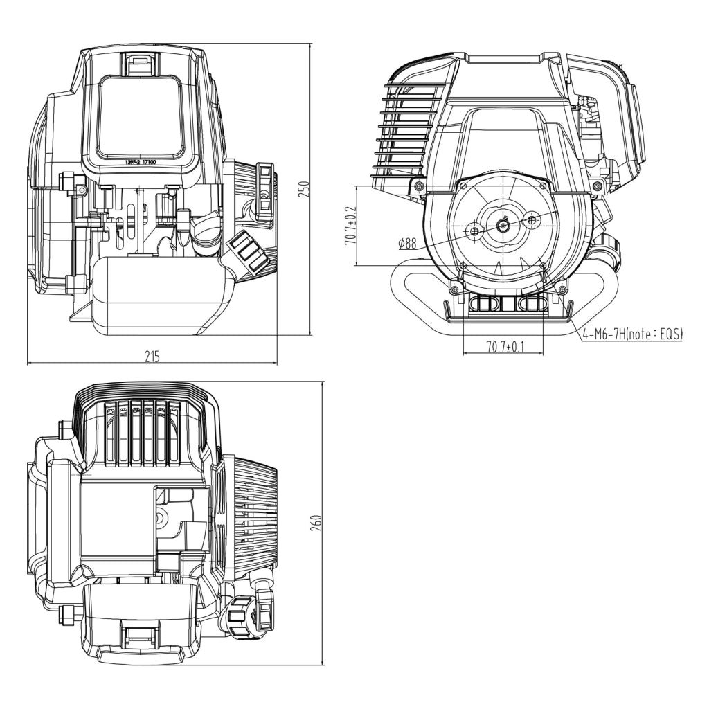 LIFAN 139F-2 Motore a benzina 4 tempi, 1 cilindro, 1,2CV, avviamento a strappo, per Motosega Soffiatori Tosaerba Trivella