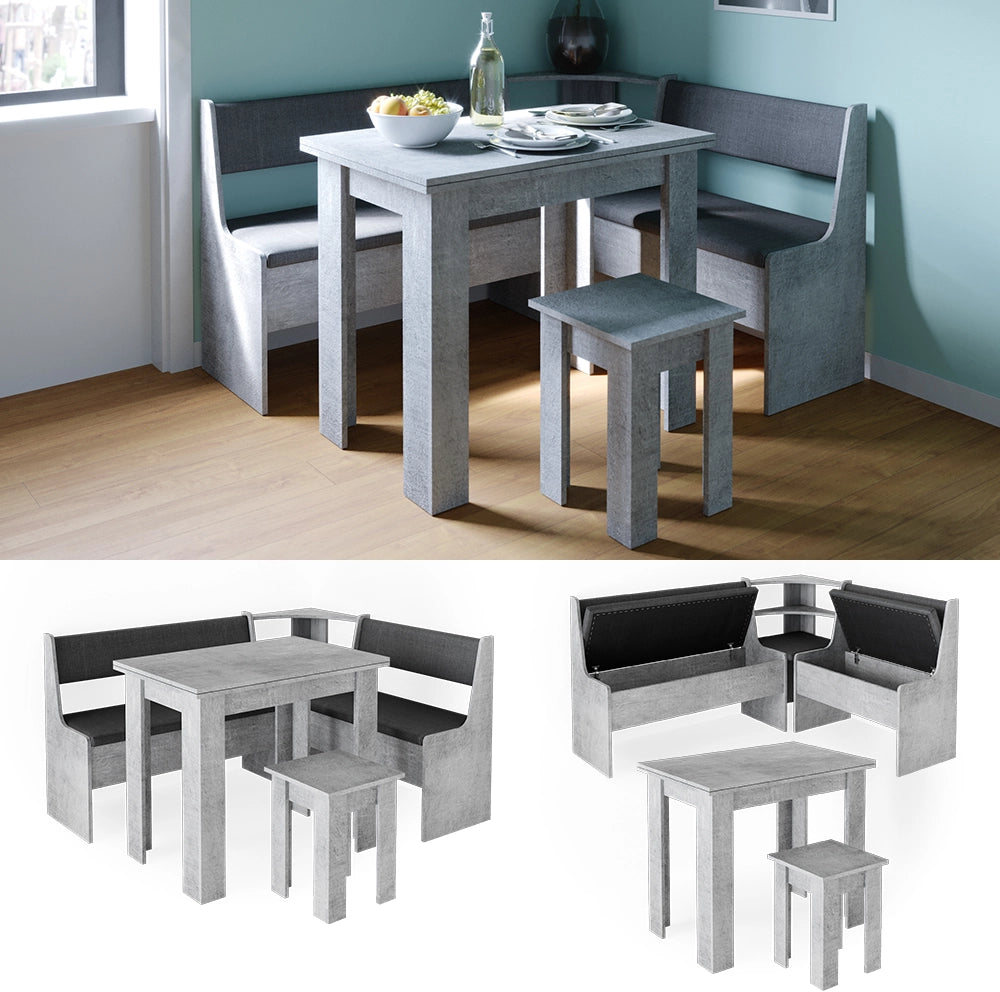 Gruppo panca ad angolo Roman Calcestruzzo 150 x 120 cm con tavolo Vicco