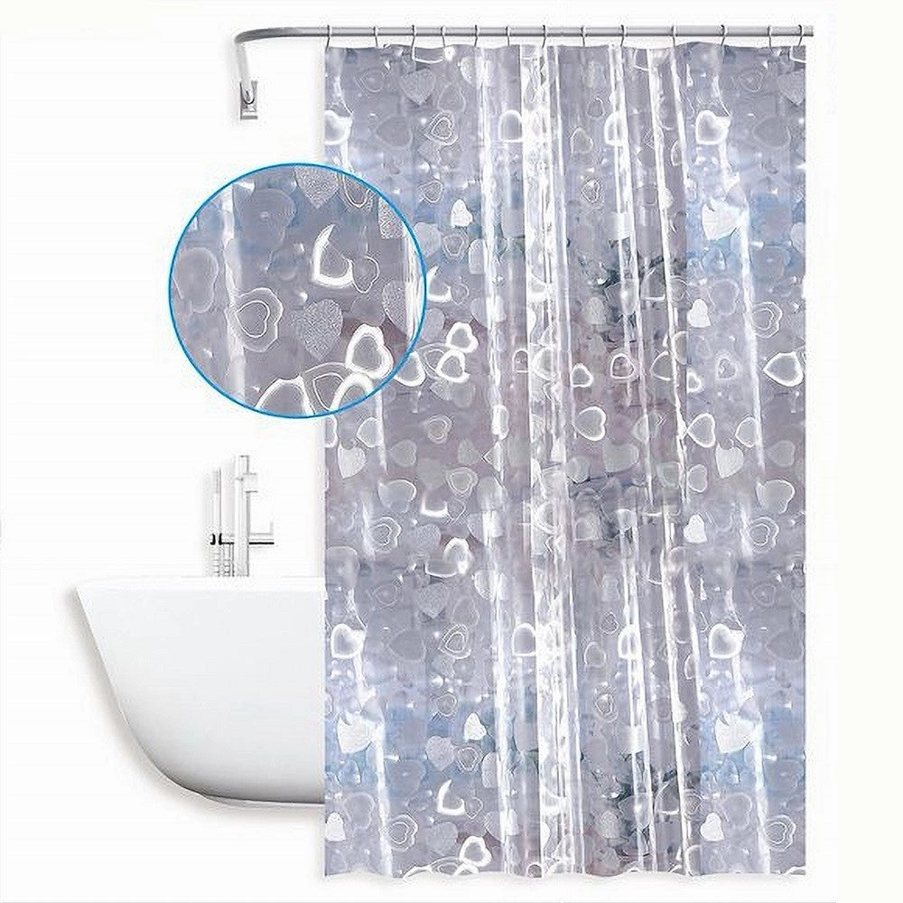 Trade Shop - Tenda Doccia Vasca Bagno Impermeabile 12 Ganci Effetto 2d Cuori 240x200 Cm 59810 -