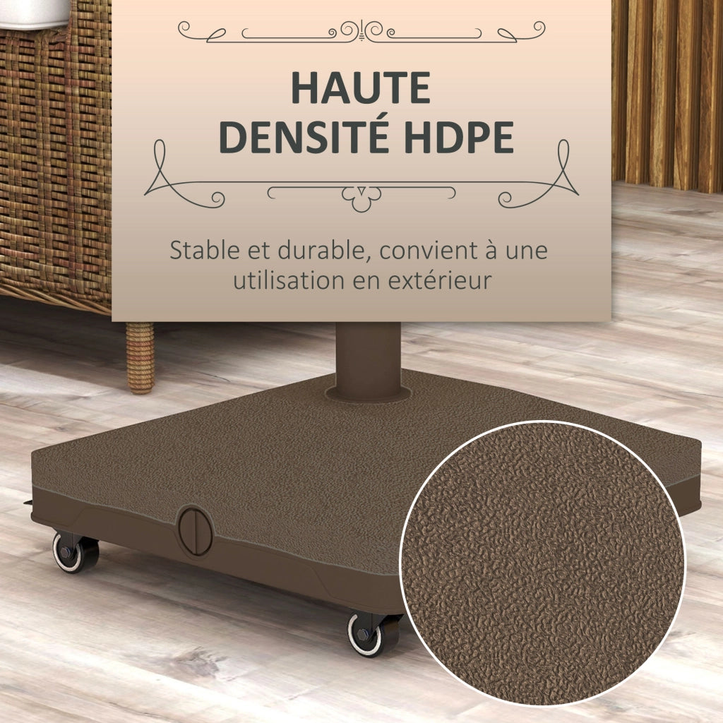 Base per Ombrellone Quadrato con 4 Ruote ¨C zephmum ¨C 45x45x39 cm HDPE Marrone