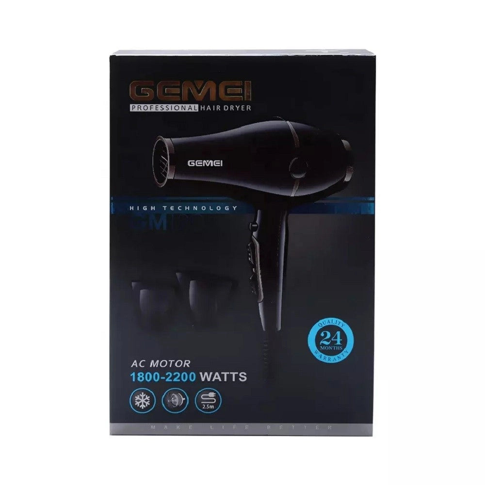 Trade Shop - Asciugacapelli Phon Professionale Motore Ac 2200 Watt 3 Velocità 2 Ugelli Gm-120 -
