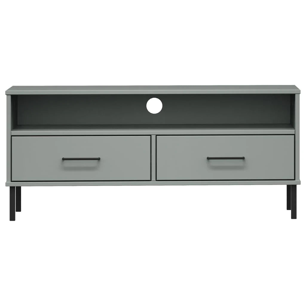 Mobile TV multimediale scaffale TV credenza mobile TV sala da pranzo soggiorno camera da letto con gambe in metallo legno di pino massiccio grigio OSLO 02_0026867