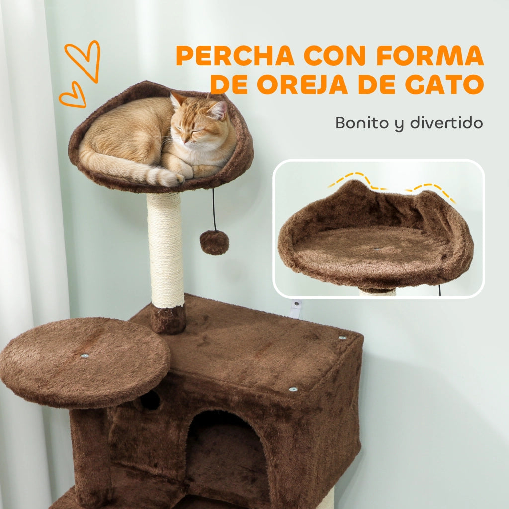 Letto per gatti con tiragraffi e piattaforme ¨C zephmum ¨C marrone 140x50x150 cm