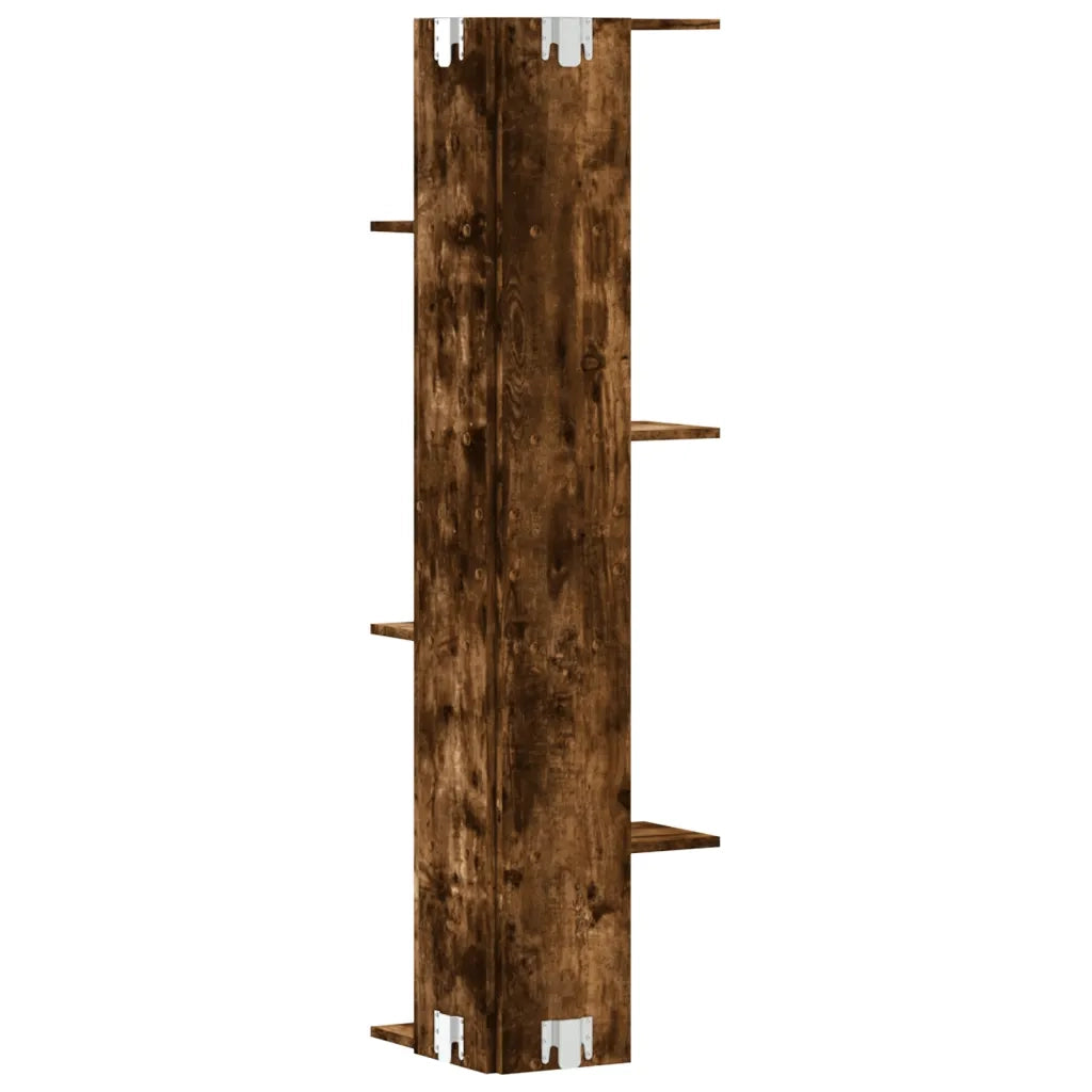 vidaXL Scaffale Angolare Muro Rovere Fumo 36,5x36,5x140cm Multistrato