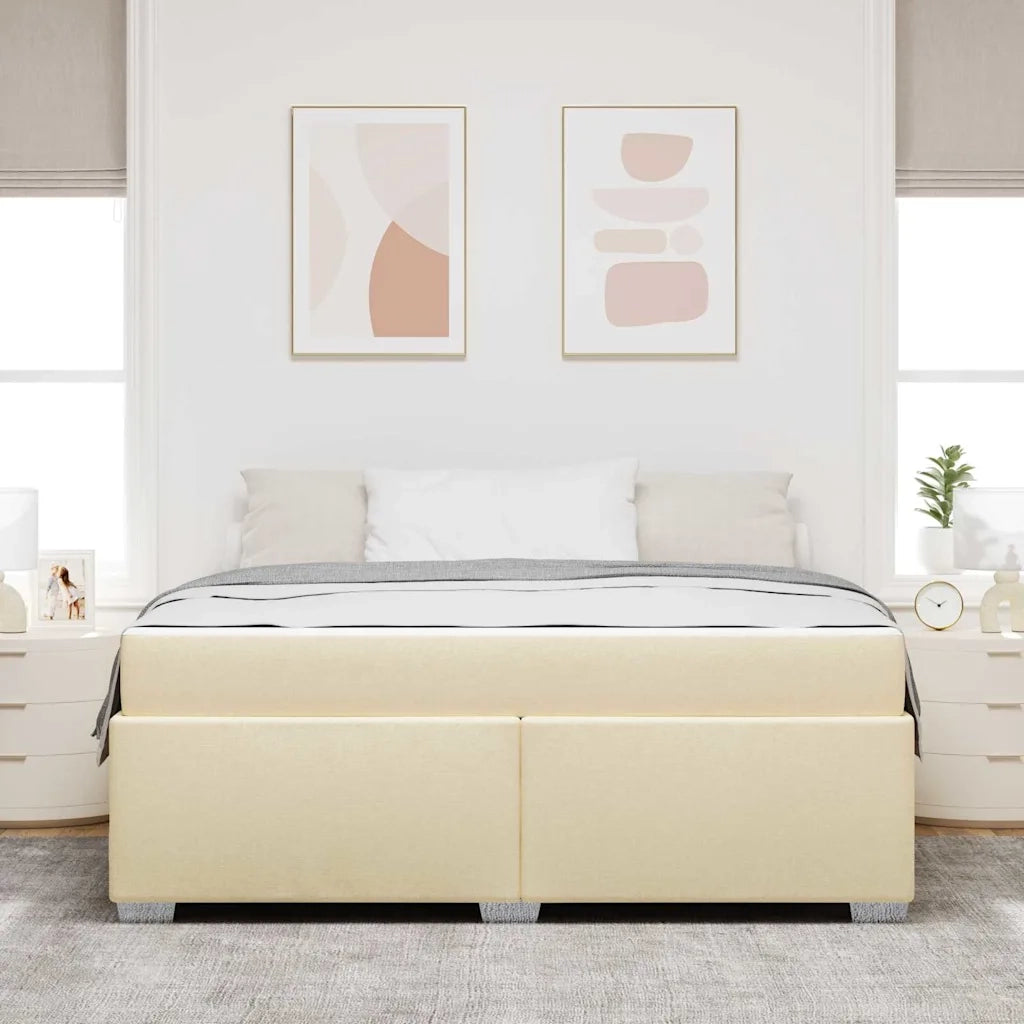 Struttura del letto con materasso Crema 180 x 200 cm Tessuto