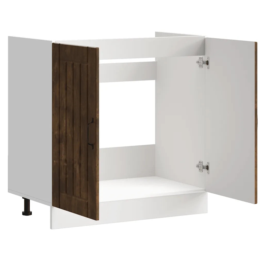 Pensile da cucina | Mobile Base Lavello Lucca Rovere Fumo in Legno Multistrato