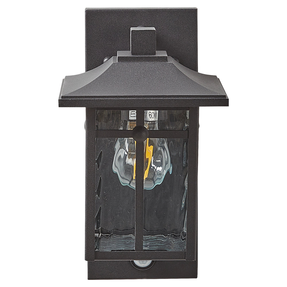 Lampada da parete esterna in metallo nero e vetro con sensore di movimento 30 cm esterno giardino stile retrò