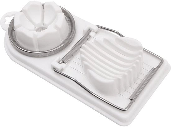 Eggsnijder Portatile - Taglio Uova Sode - 2 in 1 Funzione - Acciaio Inossidabile - Dimensioni 19,8 x 9 cm - Adatto per Kiwi/Aubergine - Snidatrice Uova Portatile