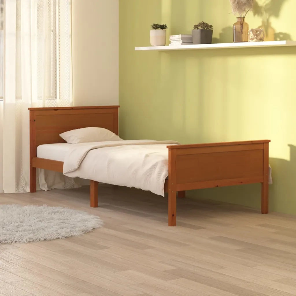 Giroletto Marrone Ambra in Legno Massello di Pino 90x200 cm 322188