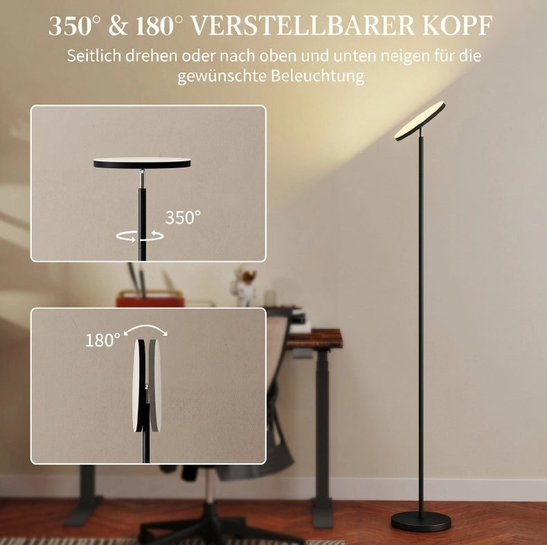 Lampada da Terra RGB Dimmerabile con Telecomando e Controllo Touch, Testa Orientabile a 350°, Nero