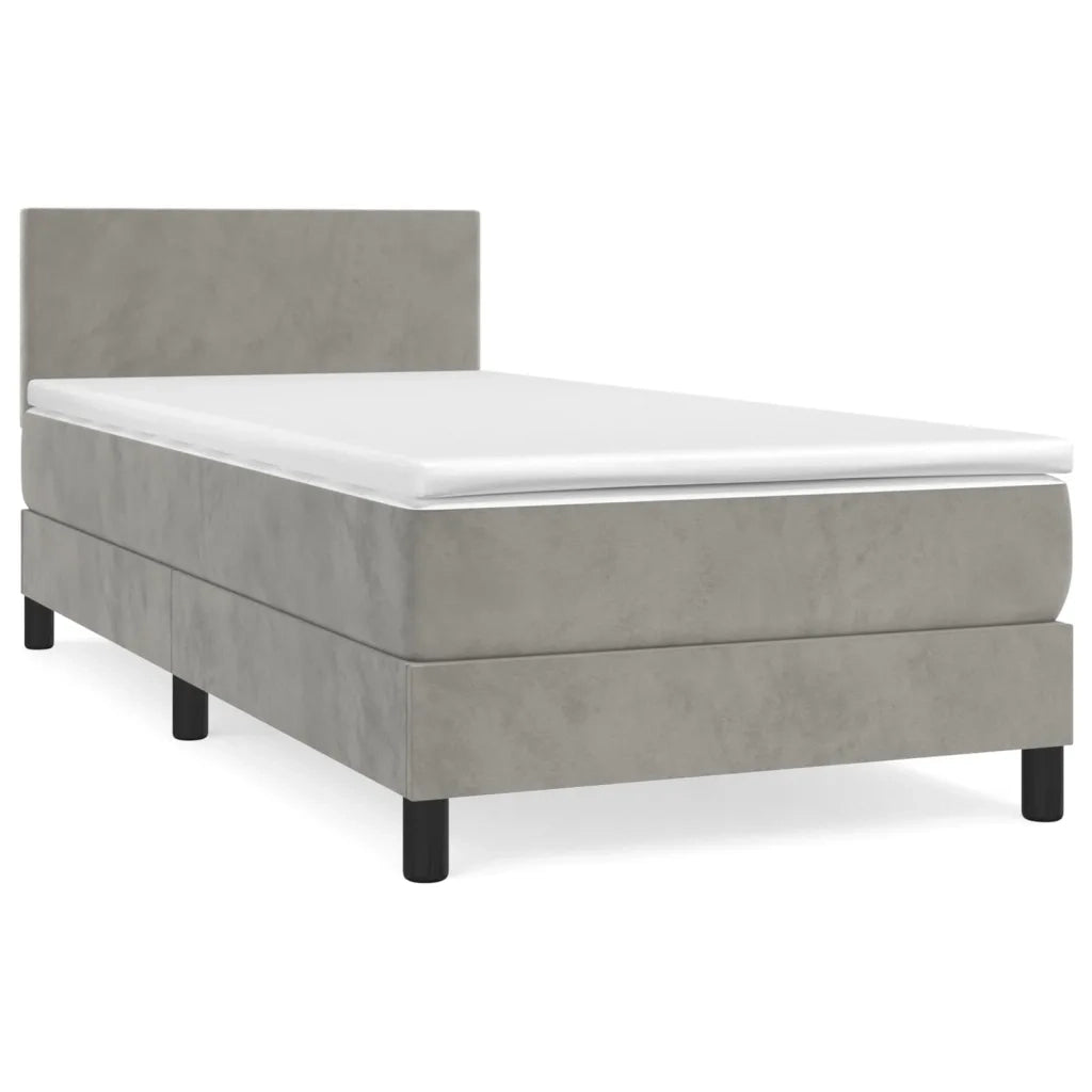 Giroletto a Molle con Materasso Grigio Chiaro 80x200 cm Velluto cod mxl 71590