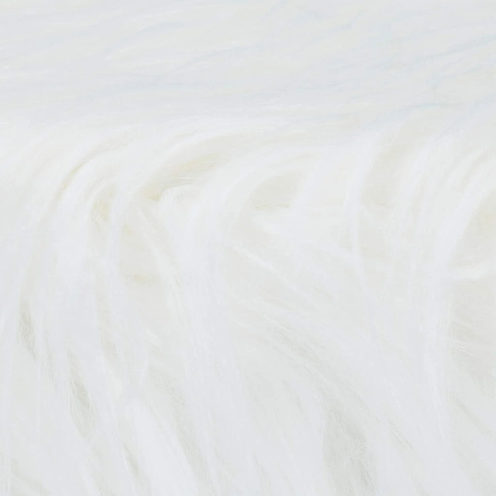 Pouf sgabello in pelliccia sintetica con 4 gambe in legno bianco 13_0002796