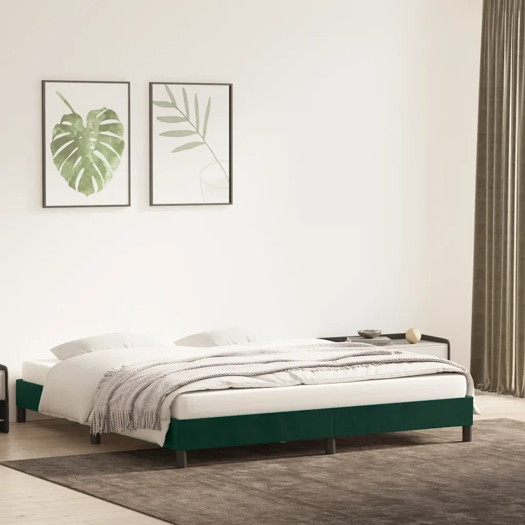 Giroletto senza Materasso Verde Scuro 200x210 cm in Velluto 4101376