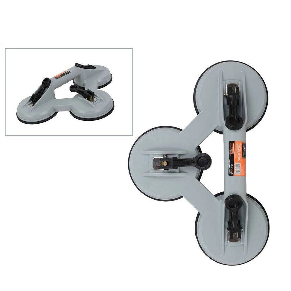 Trade Shop - Maniglia Tripla Ventosa Sollevare Lastre Vetro Specchio Portata 140kg Bloccaggio -