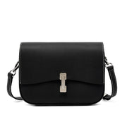 Borsa a tracolla quadrata da donna in vera pelle, colore nero.