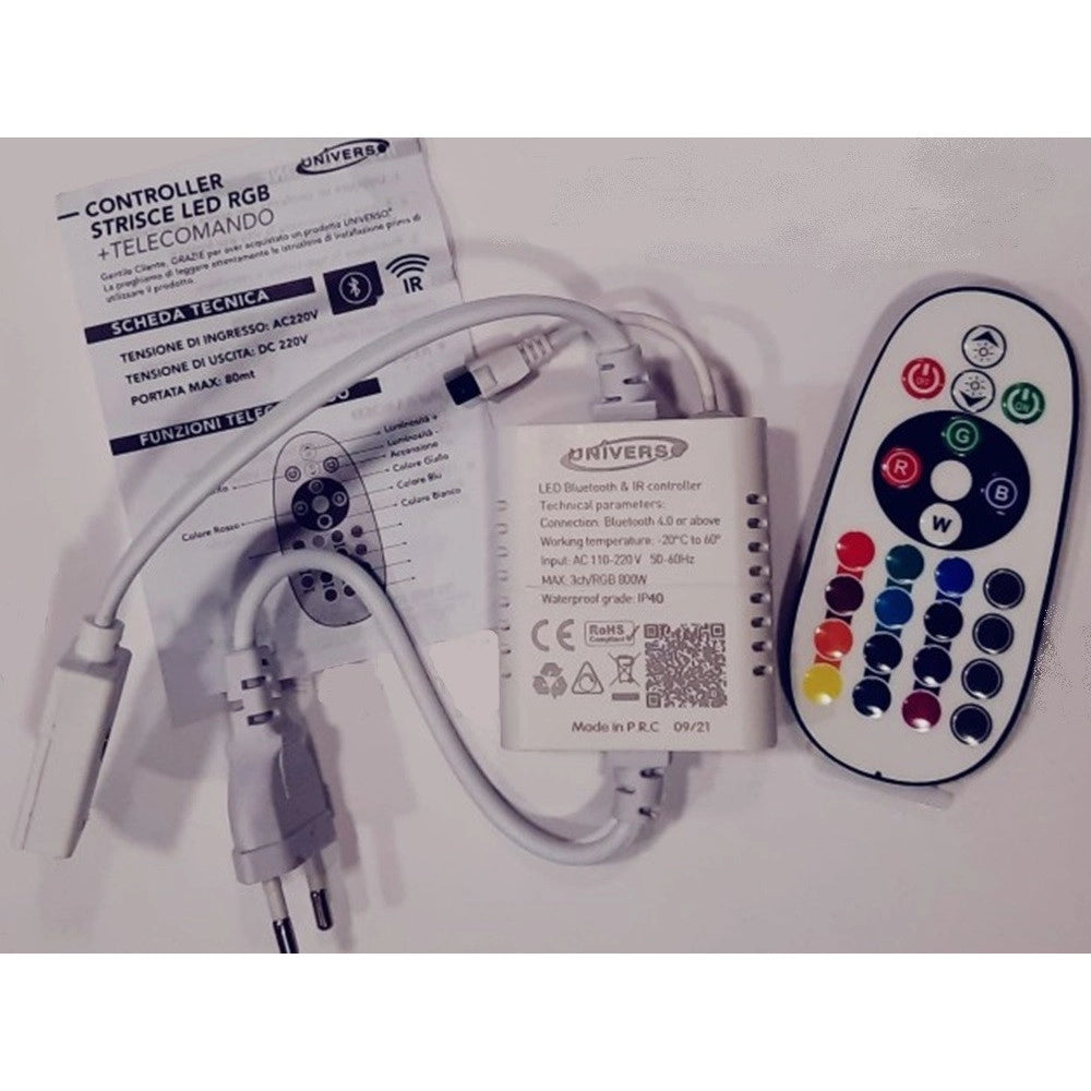 Trade Shop - Controller Trasformatore Per Strisce Led Rgb A 220v Bluetooth + Telecomando S-rgb-220v-b -