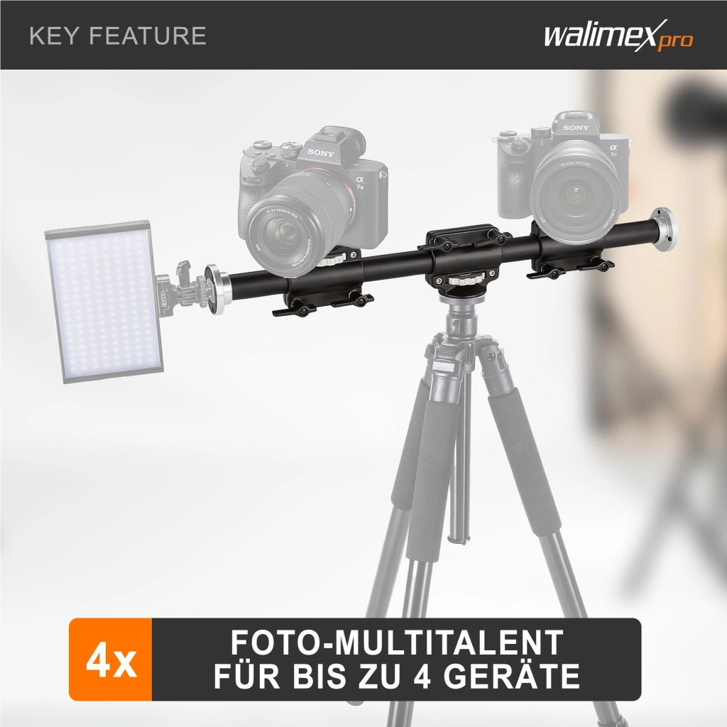 WT-628 Braccio di prolunga per treppiede 60 cm, slitta fotocamere, max 4 accessori, per stativi fotografici con filettature 2x 3/8'' e 2x 1/4''