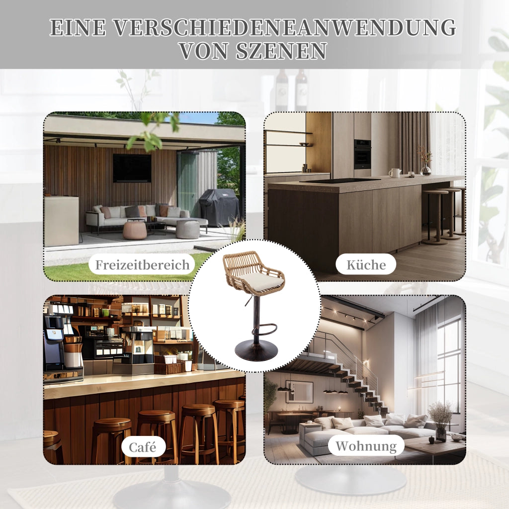 SGABELLI DA BAR Girevoli e Regolabili in Altezza Set 2 Pezzi Beige 49x48x89-109 cm