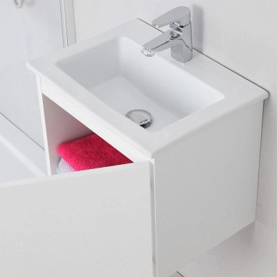 Mobile moderno salvaspazio bianco laccato 50x36,5 cm con anta