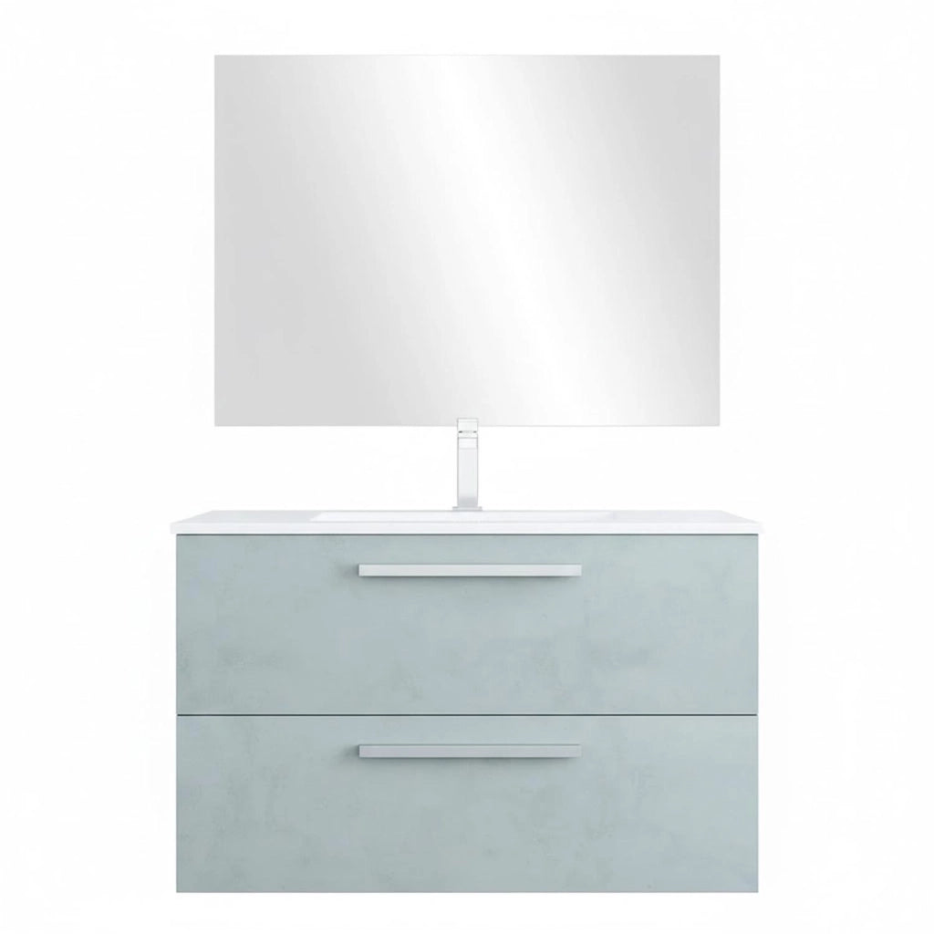 Mobiletto Bagno Sospeso Con 2 Cassettoni Soft Close Con Lavabo In Ceramica E Specchio Led Integrato Da 45 Cm Stile Moderno Nordico 57 X 80 X 45 Cm Colore Grigio Cemento
