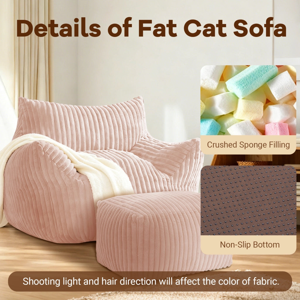 Poltrona con pouf Supporto ergonomico a 5 zone in Flannelette Rosa