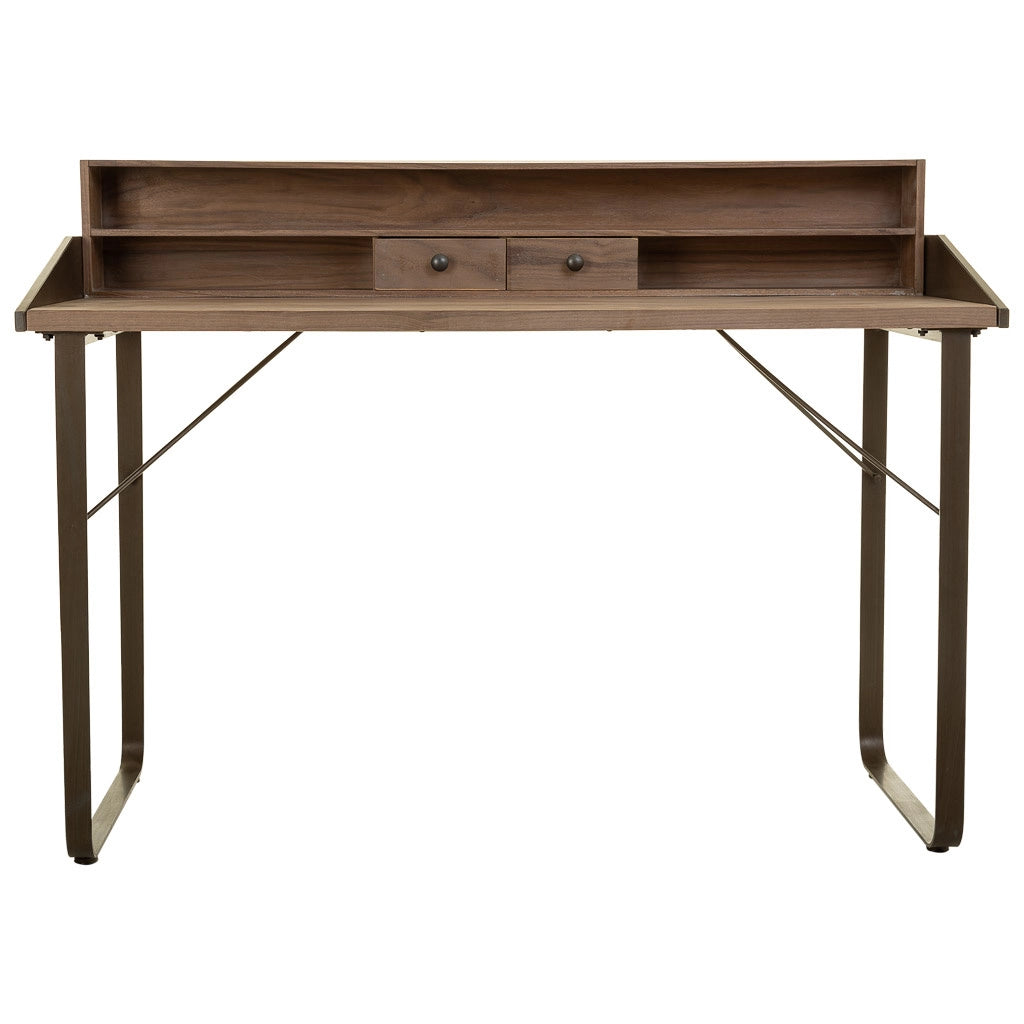 Scrivania in legno e metallo marrone 130x60x95h cm