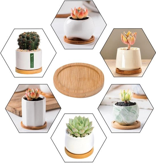 Set di sostegni in bambù da 8 pezzi - Sostegni rotondi - Sostegni per vasi di fiori - Sostegni con supporto - Protezione per mobili - Mat di fioriera