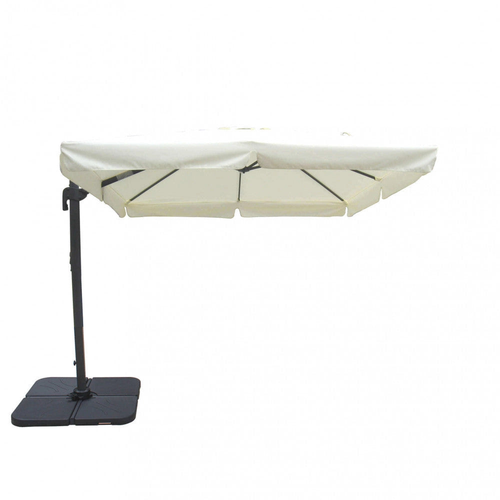 Ombrellone da Giardino Saturno Decentrato 3x3 m in Alluminio Azzurro Telo Ecru