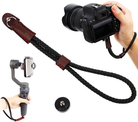Cinturino per fotocamera flessibile - cinturino - pelle PU - fotocamera/reflex - 1/4 pollici dado - leggero 23 cm cavo