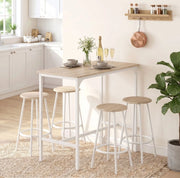 Set tavolo bar 5 pezzi con 4 sgabelli, rovere