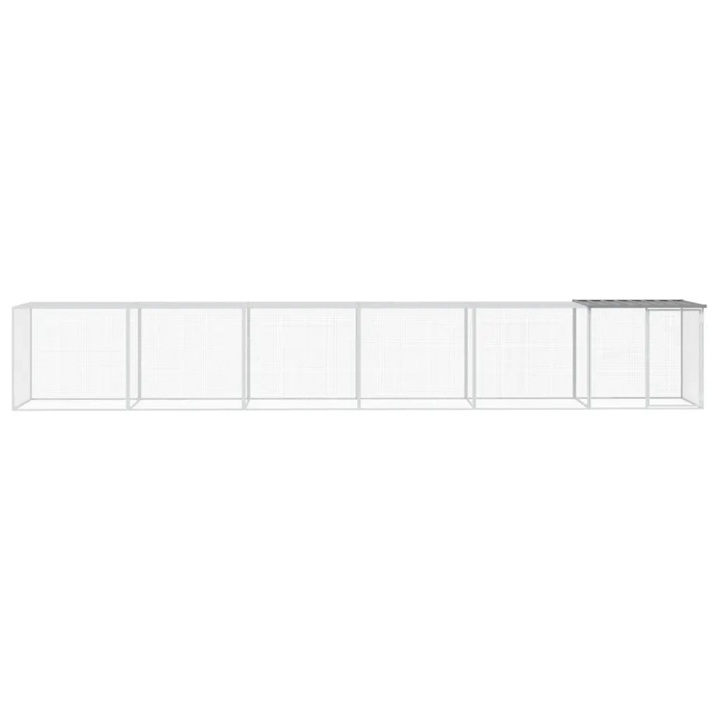 Gabbia Polli Tetto Grigio Chiaro 603x98x90 cm Acciaio Zincato 3189046
