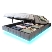 Letto Contenitore Matrimoniale 160x200 cm; LED e e Struttura in Metallo Grigio
