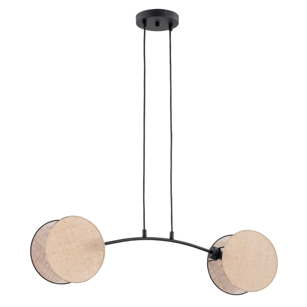 Lampada a sospensione MOTIF in acciaio nero e tessuto beige