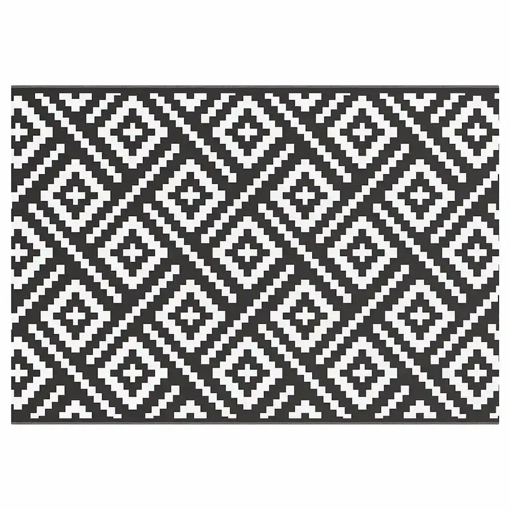 Tappeto da Esterni ARAKIL Bianco e Nero 160x230 cm in PP 368573