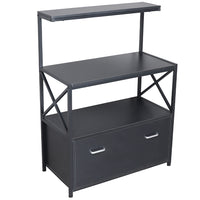 Scaffale Portaoggetti Multiuso Mobile Nero 3 Ripiani e 1 Cassetto Casa Ufficio