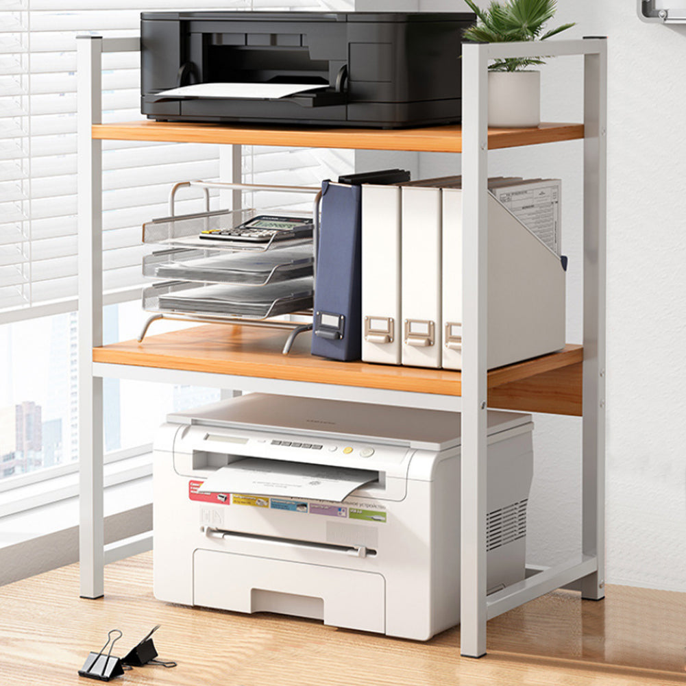 Supporto per Stampante Industrial Scaffale Portaoggetti Multiuso Legno e Bianco