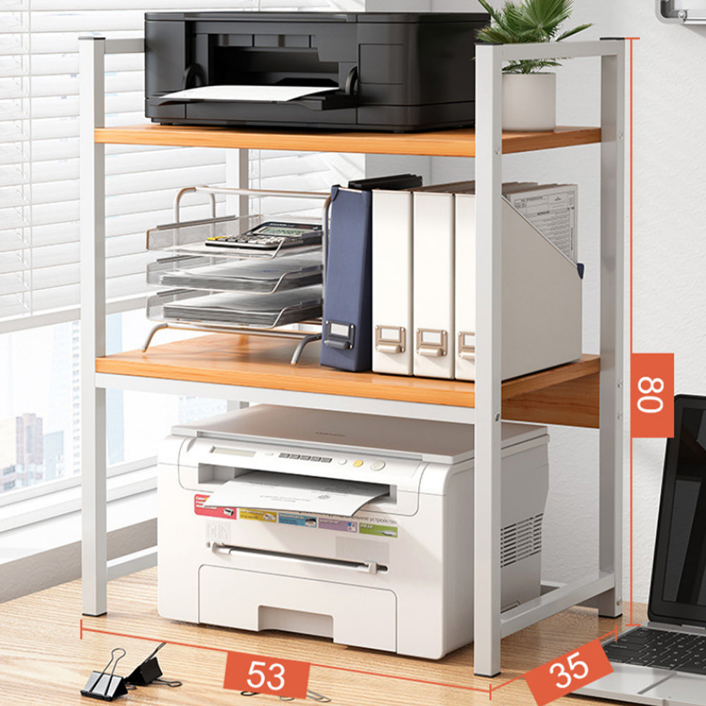 Supporto per Stampante Industrial Scaffale Portaoggetti Multiuso Legno e Bianco