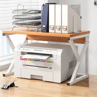 Supporto per Stampante Scaffale Portaoggetti Multiuso Legno e Bianco 2 Livelli