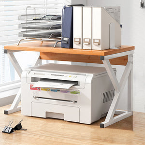 Supporto per Stampante Scaffale Portaoggetti Multiuso Legno e Bianco 2 Livelli