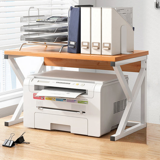 Supporto per Stampante Scaffale Portaoggetti Multiuso Legno e Bianco 2 Livelli