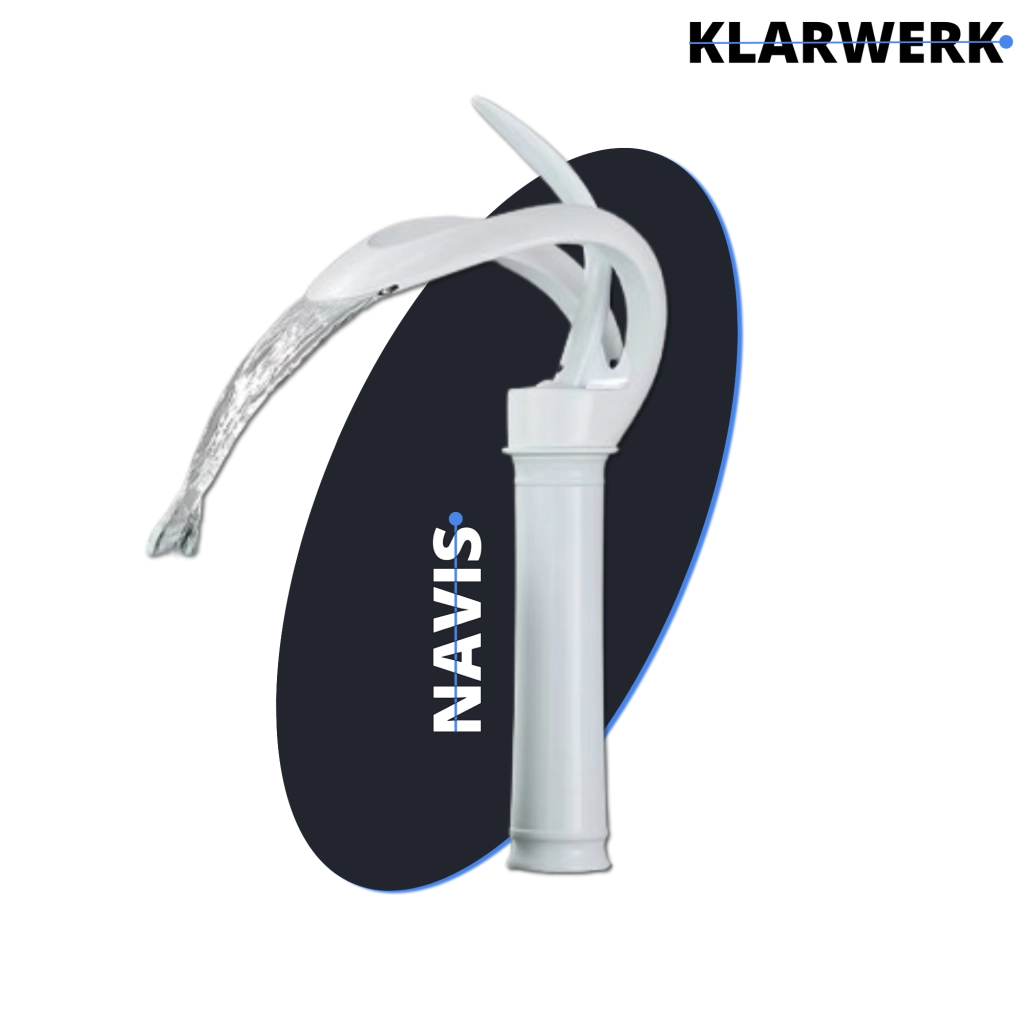 NAVIS | Rubinetto da bagno a cascata di design bianco alto | Elegante  in acciaio inox premium per lavelli alti miscelatore 2 attacchi