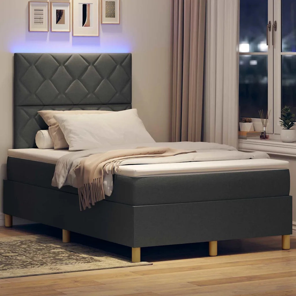 Letto a Sorgente LED Grigio scuro 120 x 200 cm Tessuto 3343167