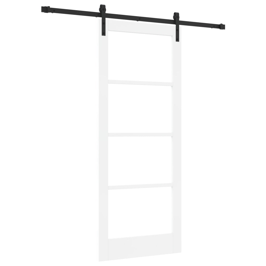 Porta Scorrevole  con Set di Accessori 'ORKDAL'Bianca in Legno e Vetro