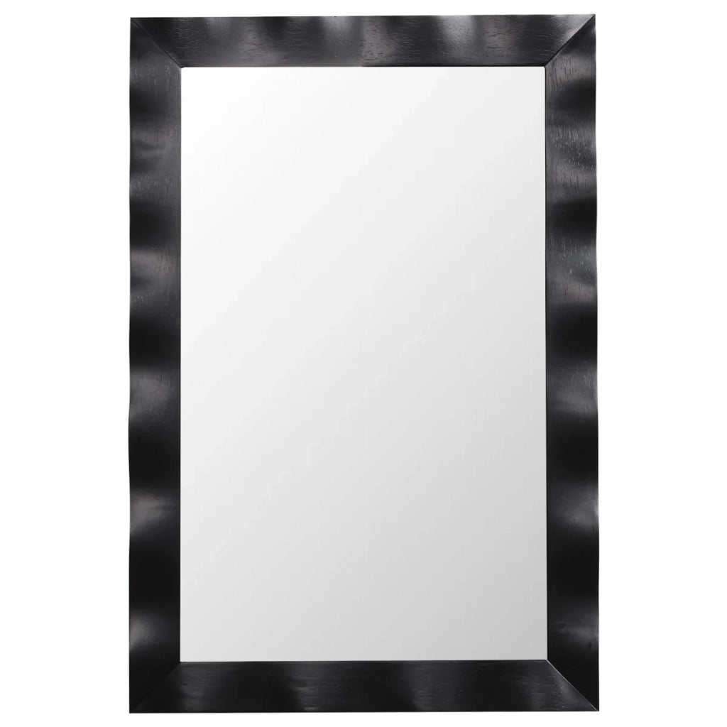 Specchio da parete 106 x 71,5 cm in stile rustico con versatili opzioni di sospensione e atmosfera accogliente in legno di caucciù nero 20_0012860