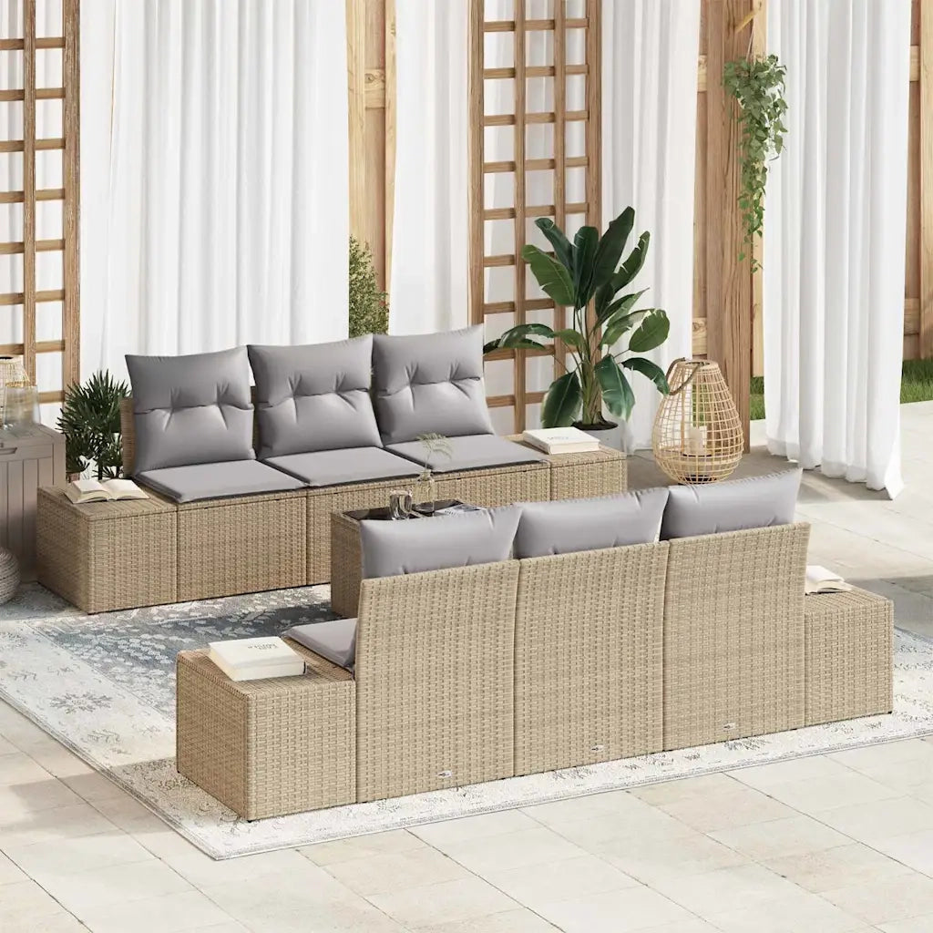 Set Divano da Giardino con cuscino 7 pcs Beige polyrattan 3346950
