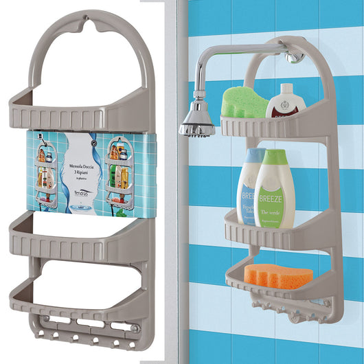 Mensola per Doccia 3 Ripiani in Plastica Linea Ankora Colore: Tortora