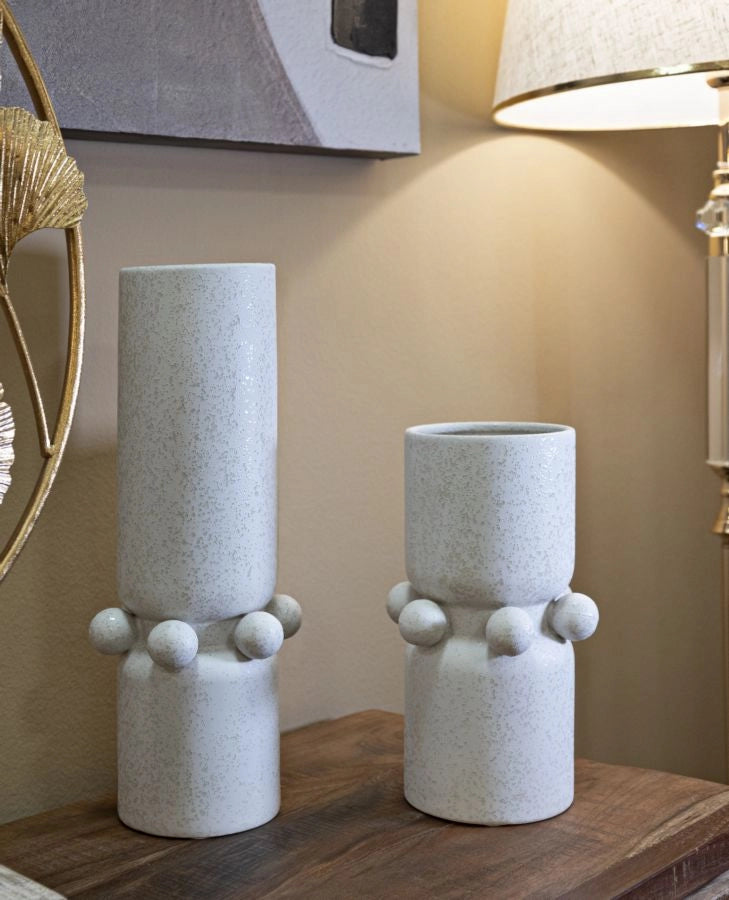 Vaso Ceramica Bubbles Ø15,5x41 cm in Ceramica Crema