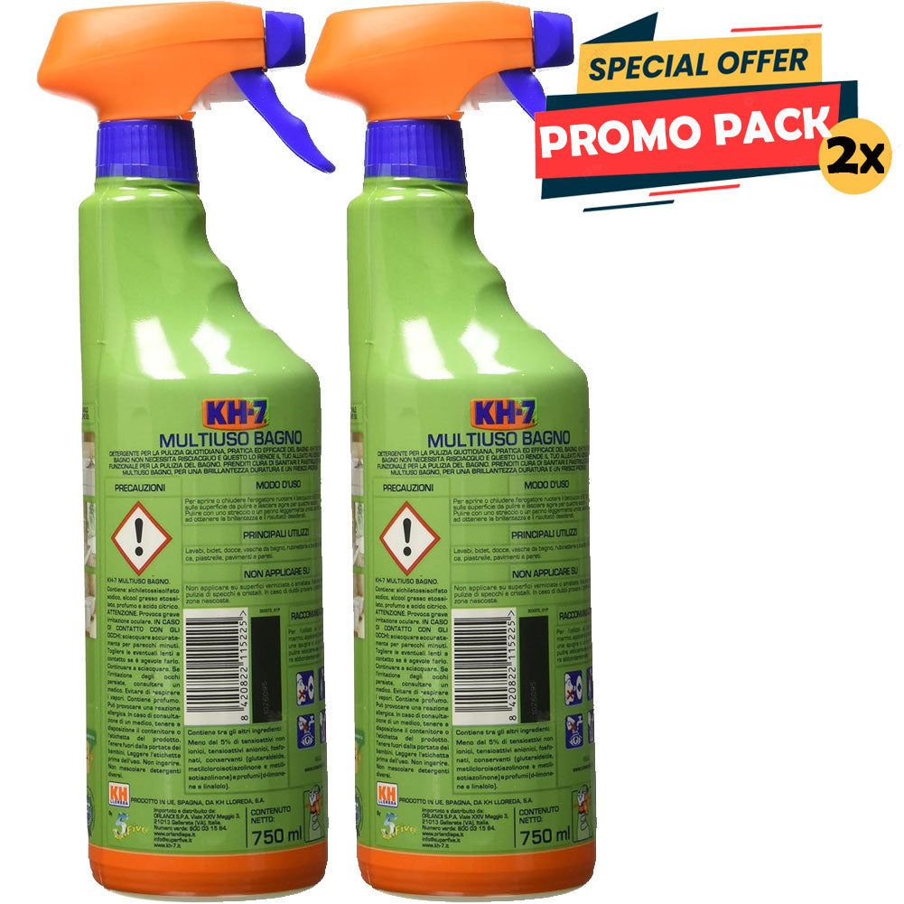 2 x 750 ml KH-7 Detersivo Multiuso Bagno Spray Mela Menta Piperita Igienizzante