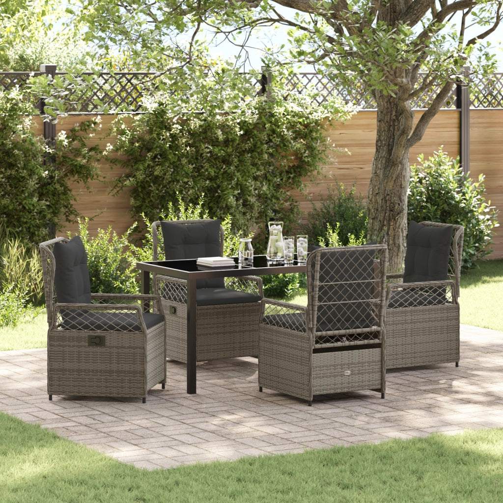 Set di mobili da pranzo da giardino 5 pezzi in polyrattan grigio